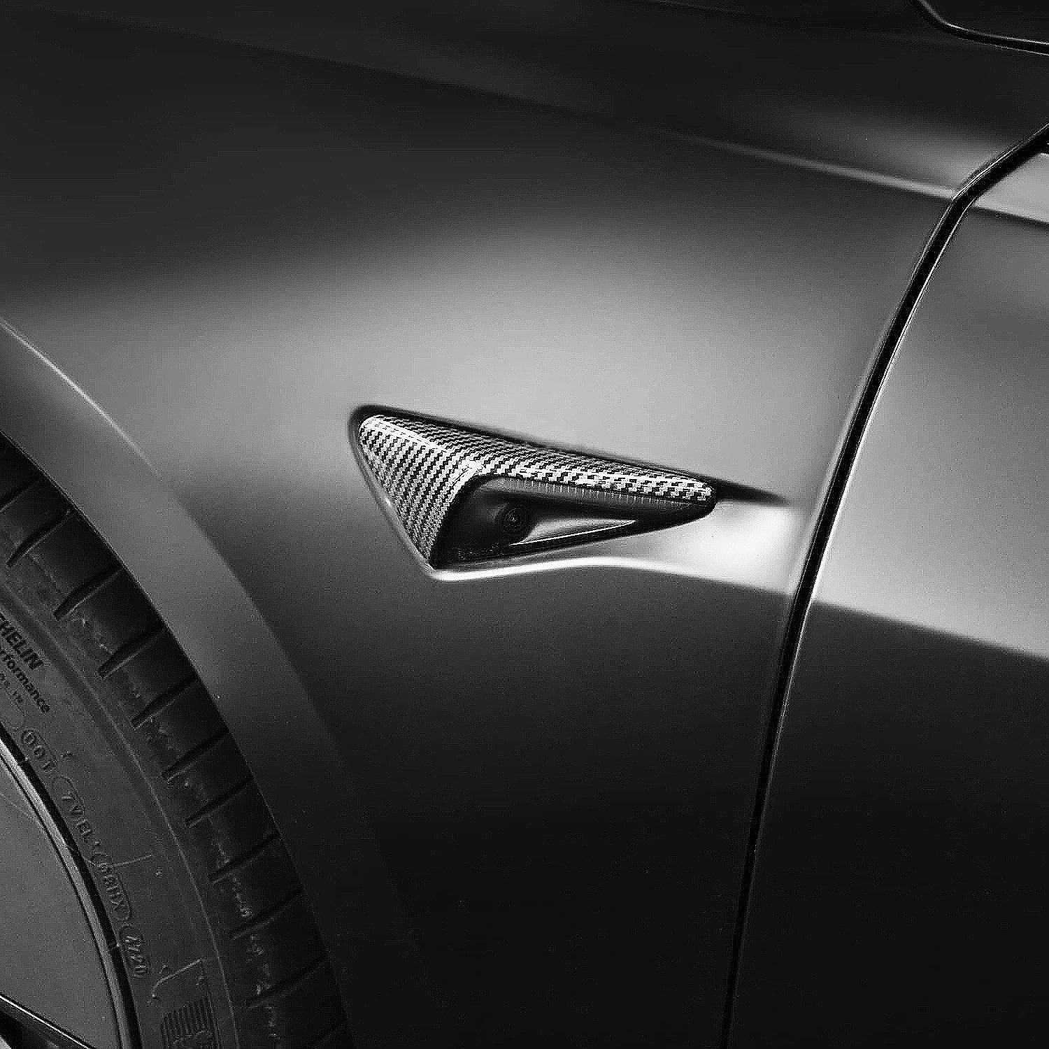 Ensure Long-lasting Durability for Your Tesla Model 3/Y with Adreama's Carbon Fiber Pattern Outside Camera Cover