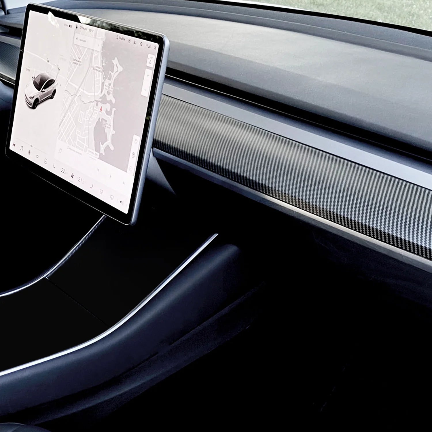 Enhance the Interior of Your Tesla Model 3/Y with Adreama's Real Dry Carbon Fiber Dashboard Cover