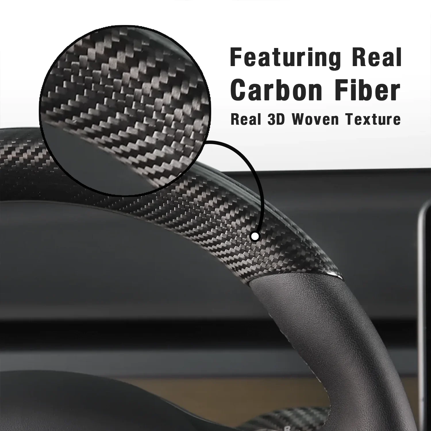 Upgrade Your Driving Experience with Adreama's Tesla Model 3/Y Real Carbon Fiber Steering Wheel Cap Cover