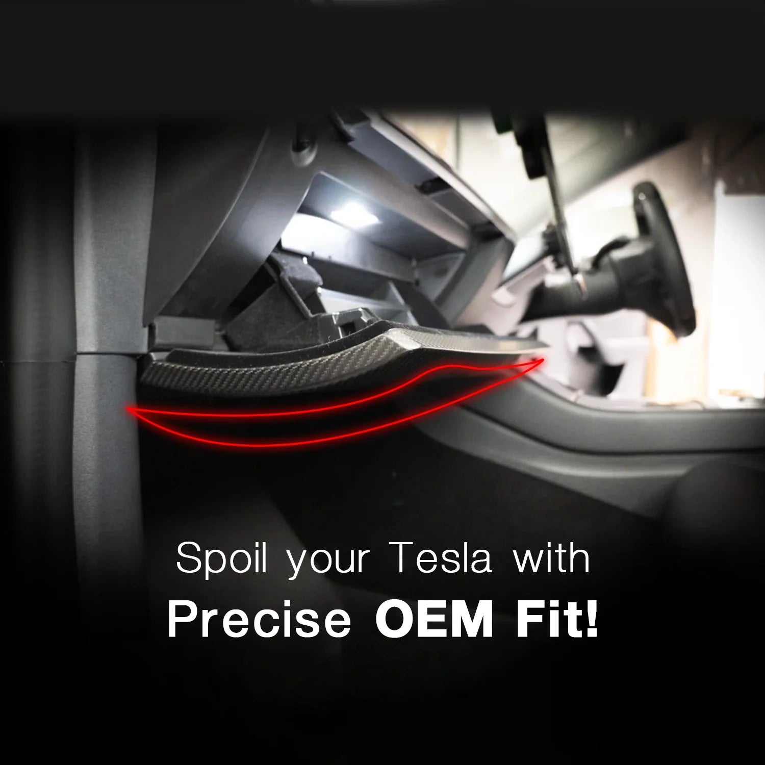 Experience Luxurious Style with Adreama's Carbon Fiber Glovebox Cover for Tesla Model 3/Y