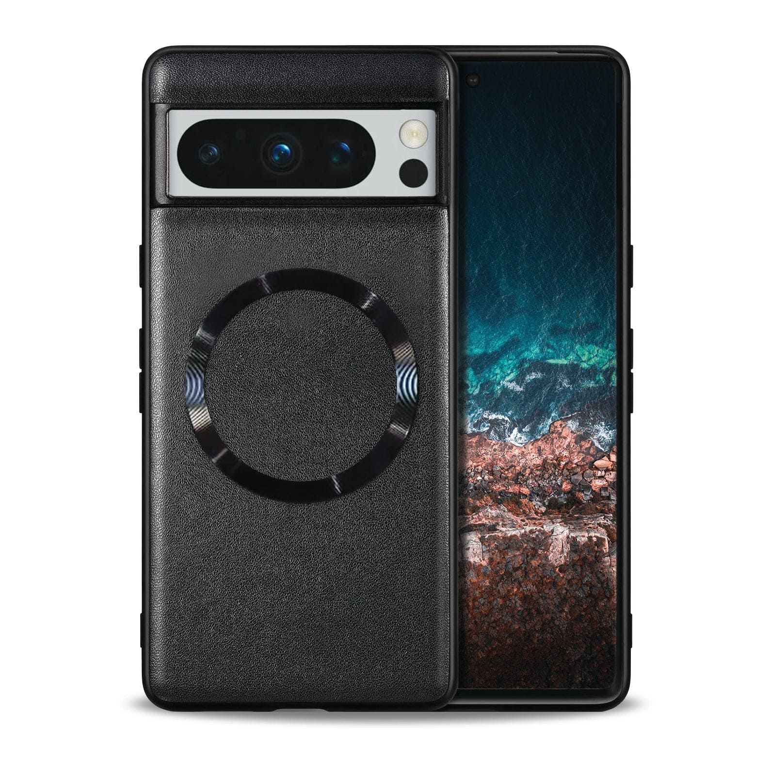 Adreama Vegan Leather Google Pixel 8 Pro Case, MagSafe® Compatible - Black