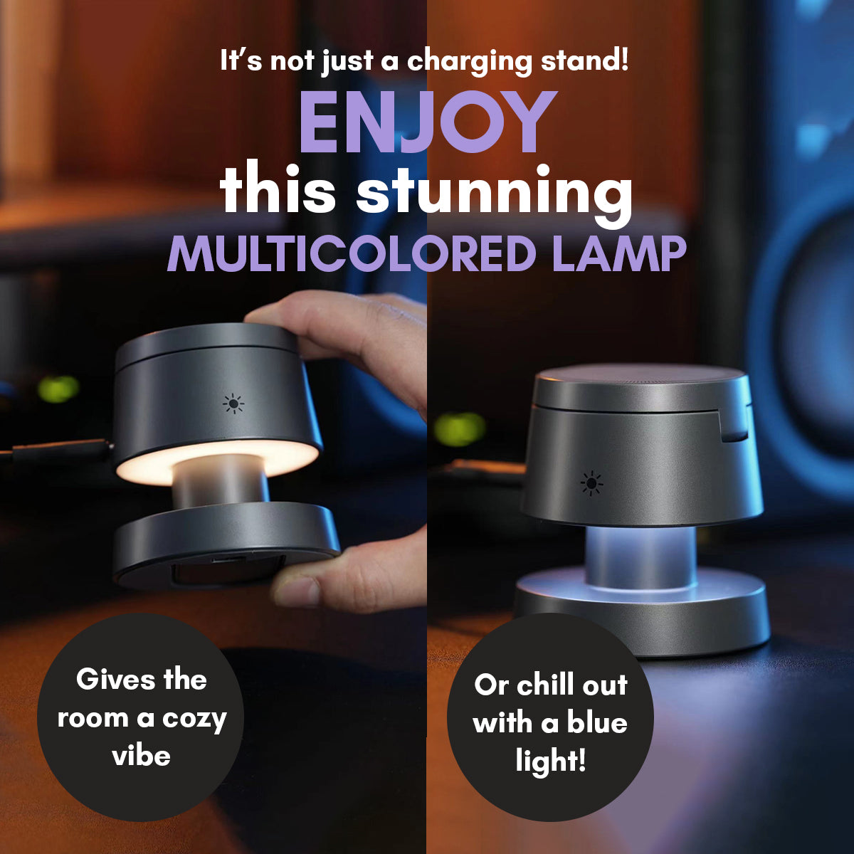 Multicolored Light lamp at wireless charging stand