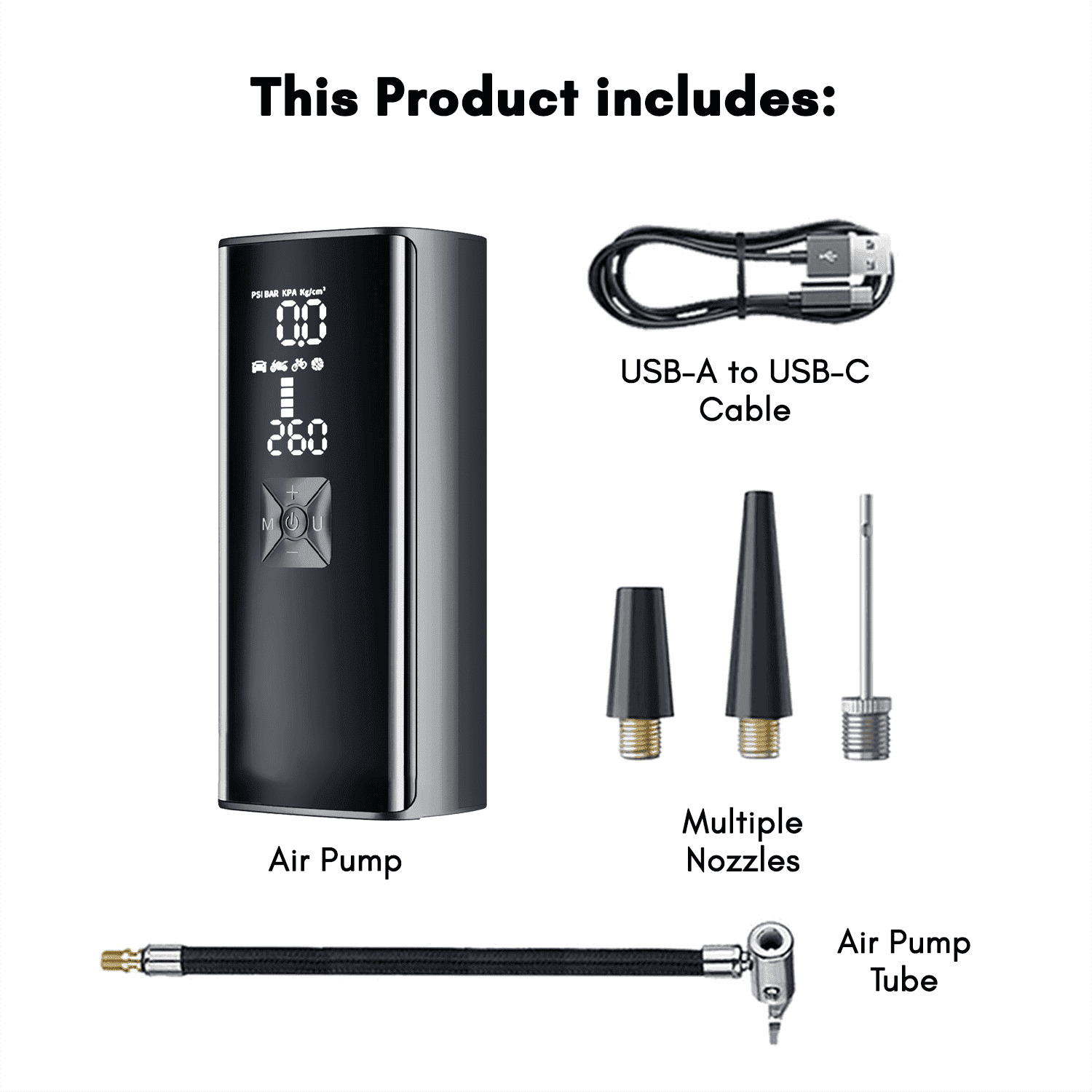 Adreama tire inflator package includes: