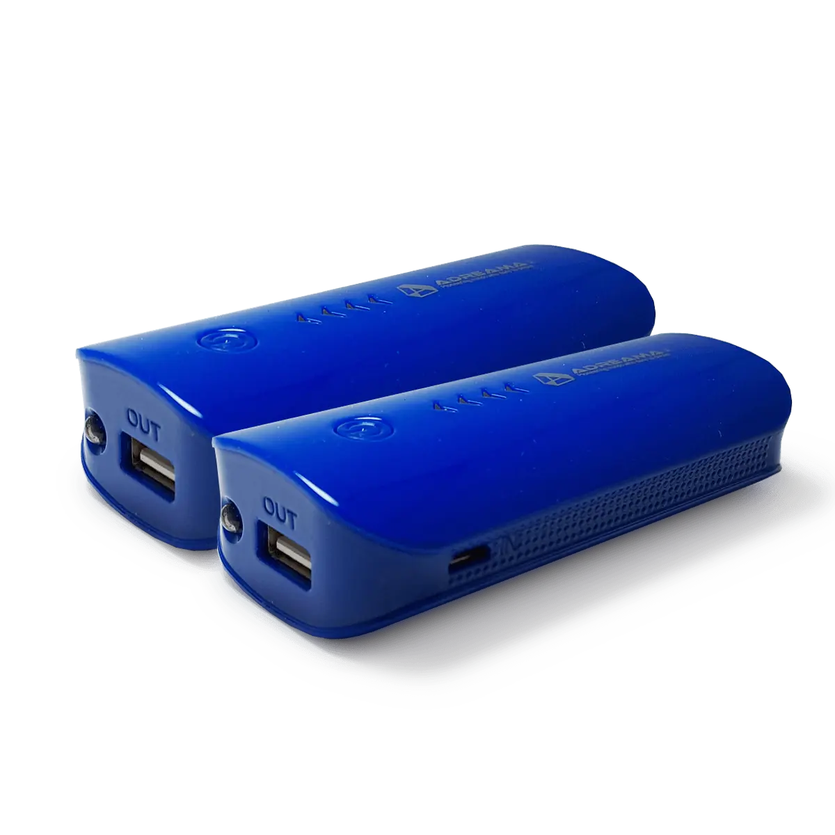 6000mAh Power Bank, Portable Charger with USB-A Port, Blue, Three-quarter Angle View, Two-Pack.
