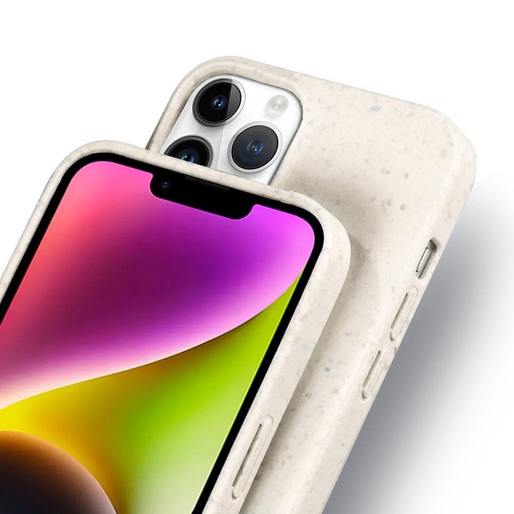 White Iphone 14 Pro Biodegradable Shockproof Case, Magsafe Compatible