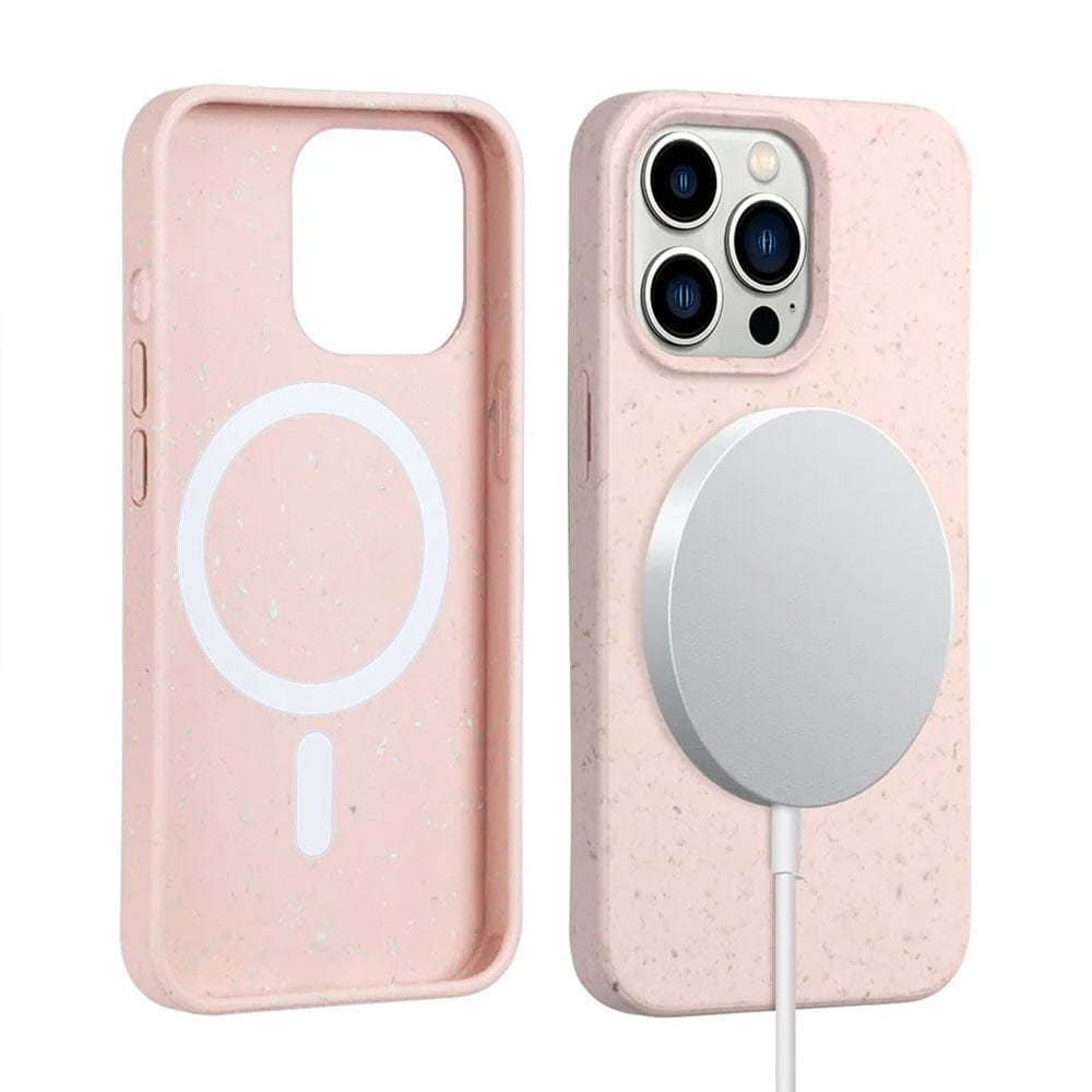 Pink Iphone 14 Pro Biodegradable Shockproof Case, Magsafe Compatible