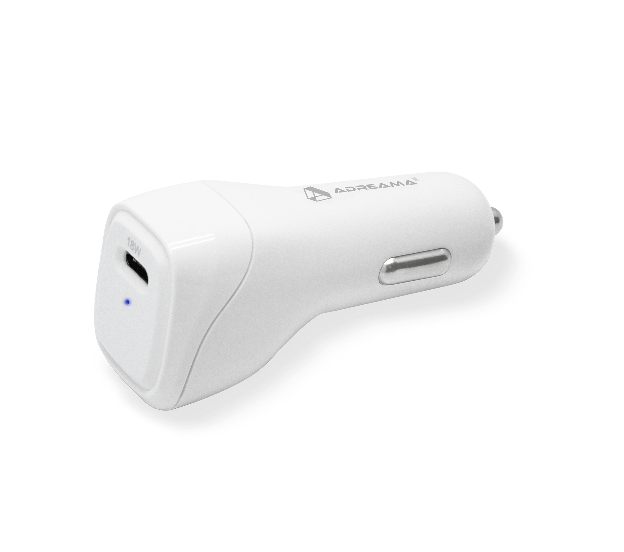 Efficient and Stylish: Adreama PD 18W Fast Car Charger with USB-C Port - White