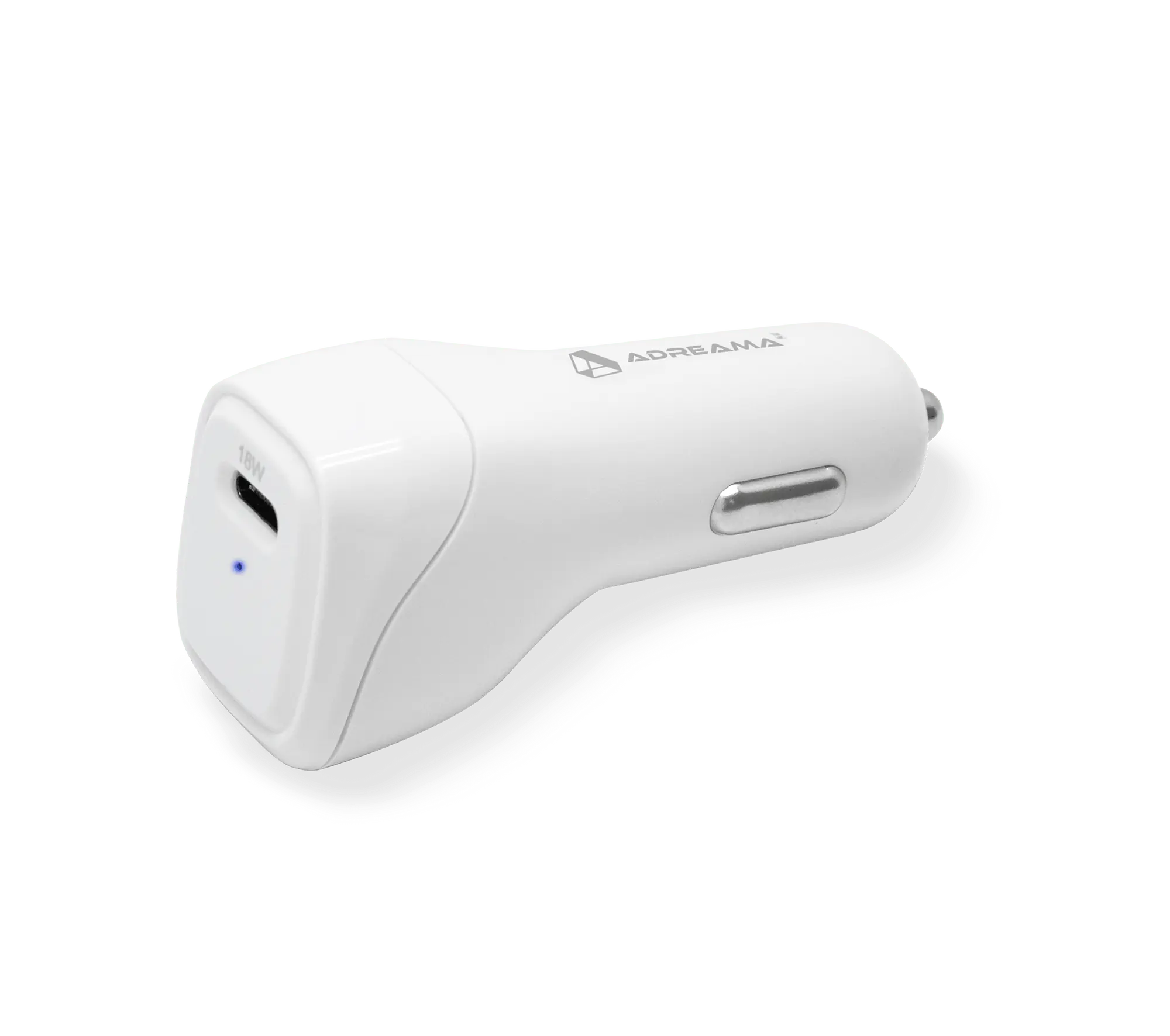 Stay Powered Up and Connected with Adreama's PD 18W Fast Car Charger - White