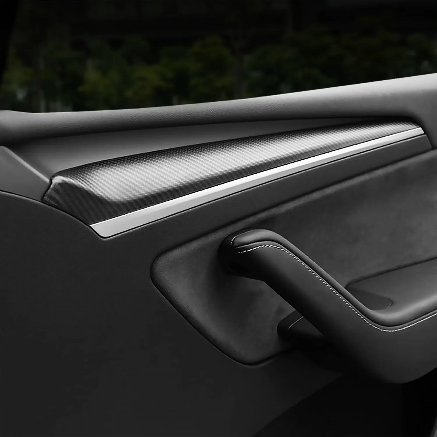 Experience Luxury and Elegance with Adreama's Real Carbon Fiber Interior Door Trim Covers for Tesla Model 3