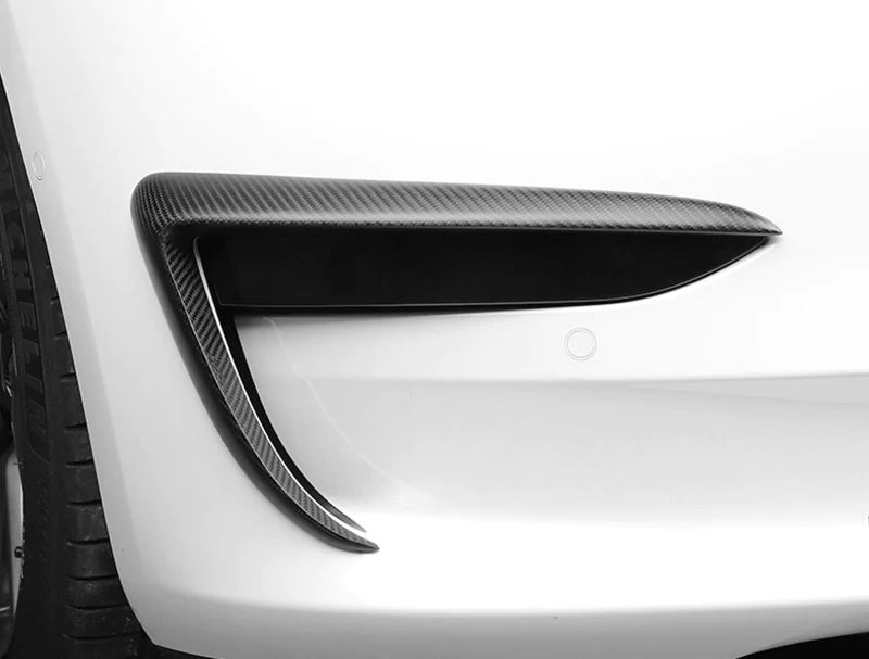 Protect and Style Your Tesla Model 3 with Adreama's Dry Carbon Fiber Fog Light Trim Cover - A Must-Have Accessory