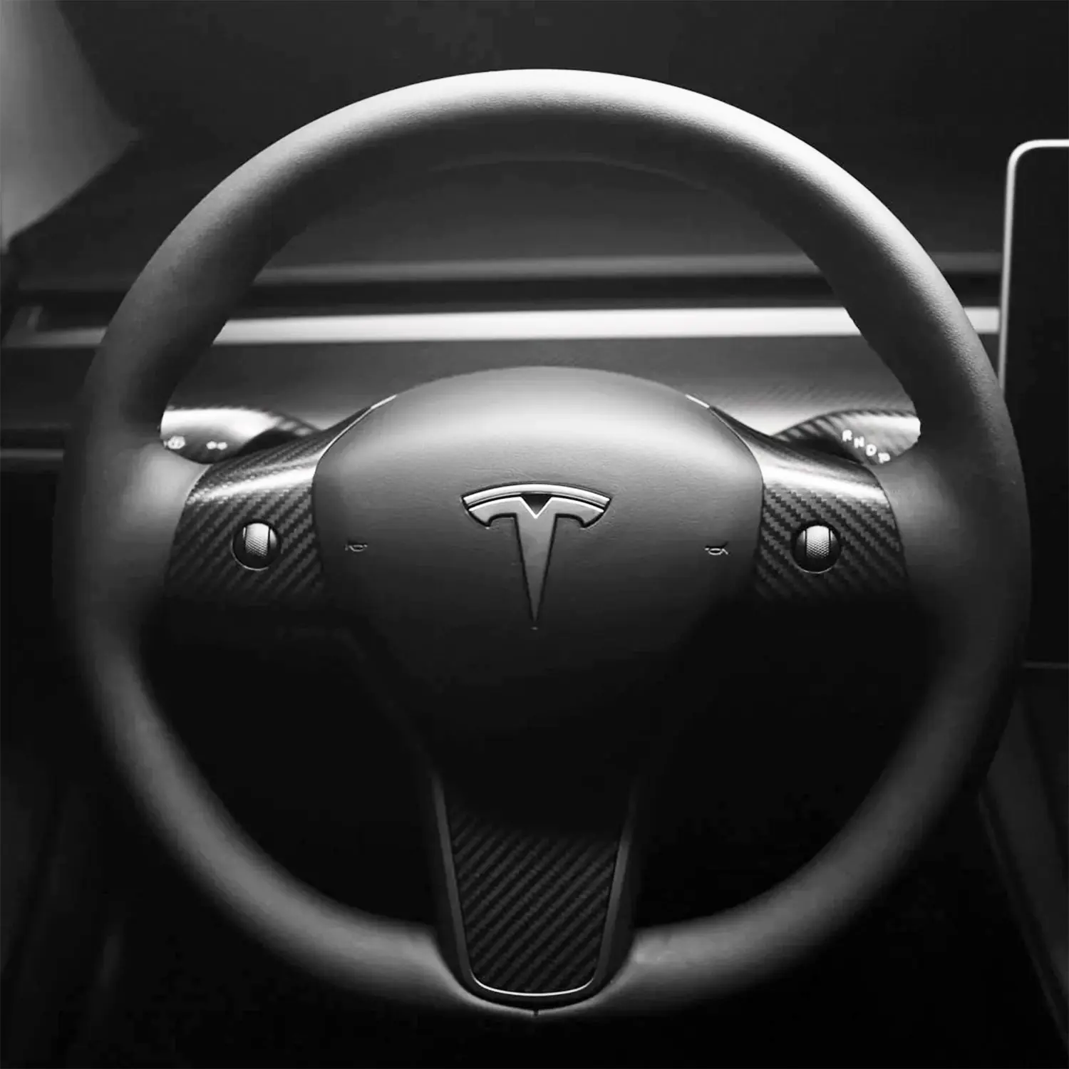 Real Dry Carbon Fiber Steering Wheel Accents: Tesla Model 3/Y