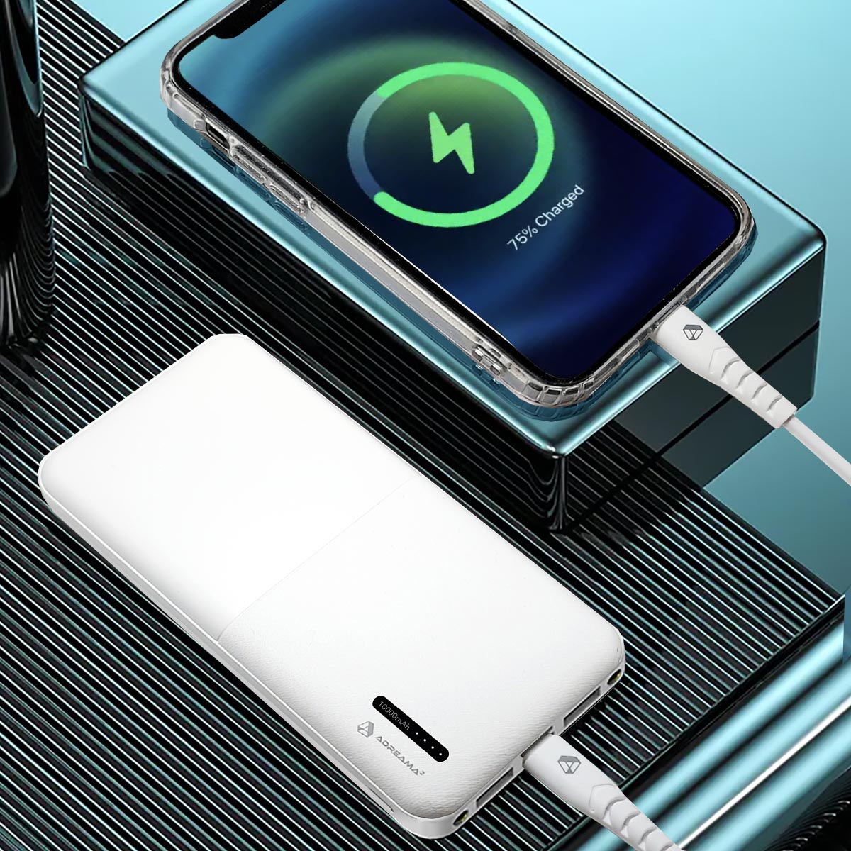 The Ultimate Power Companion: Adreama 10000mAh Fast Charge Power Bank 18W, White