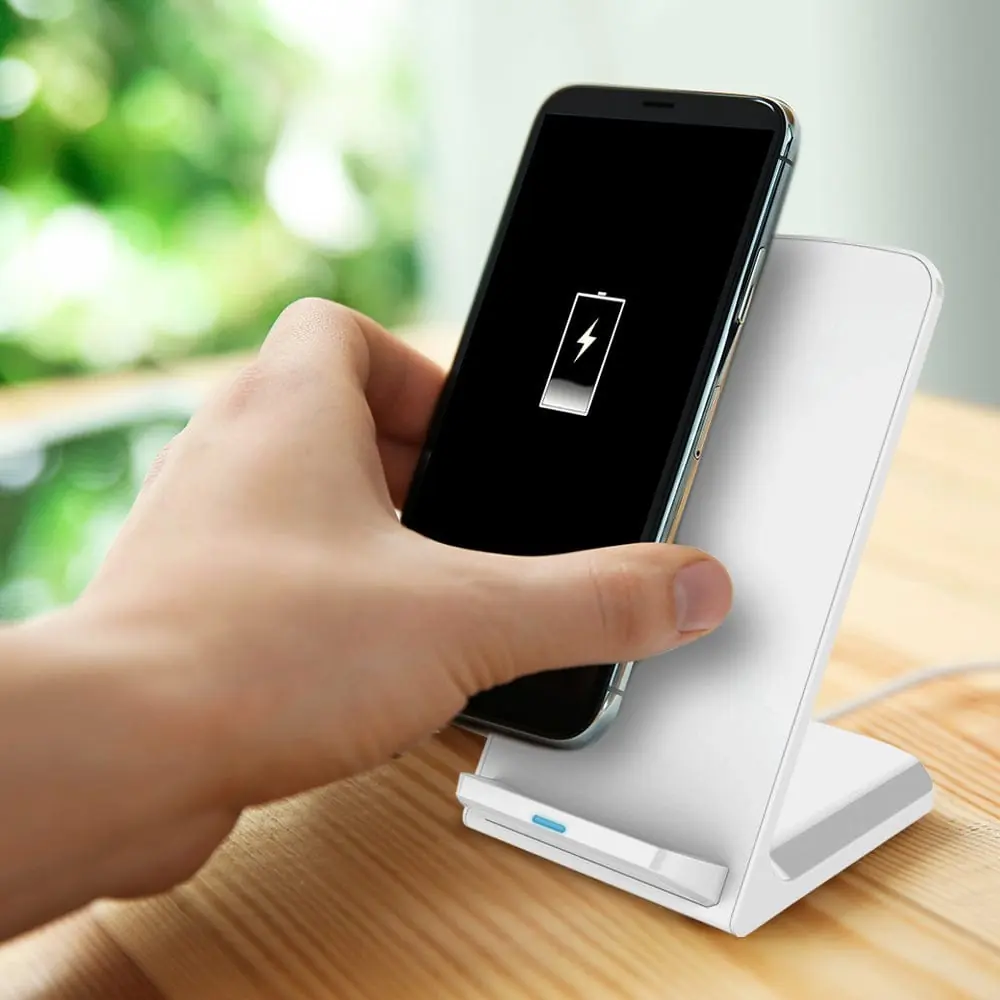 Simplify Your Life with the Adreama Fast Wireless Charging Stand - White (Wall Charger Included)