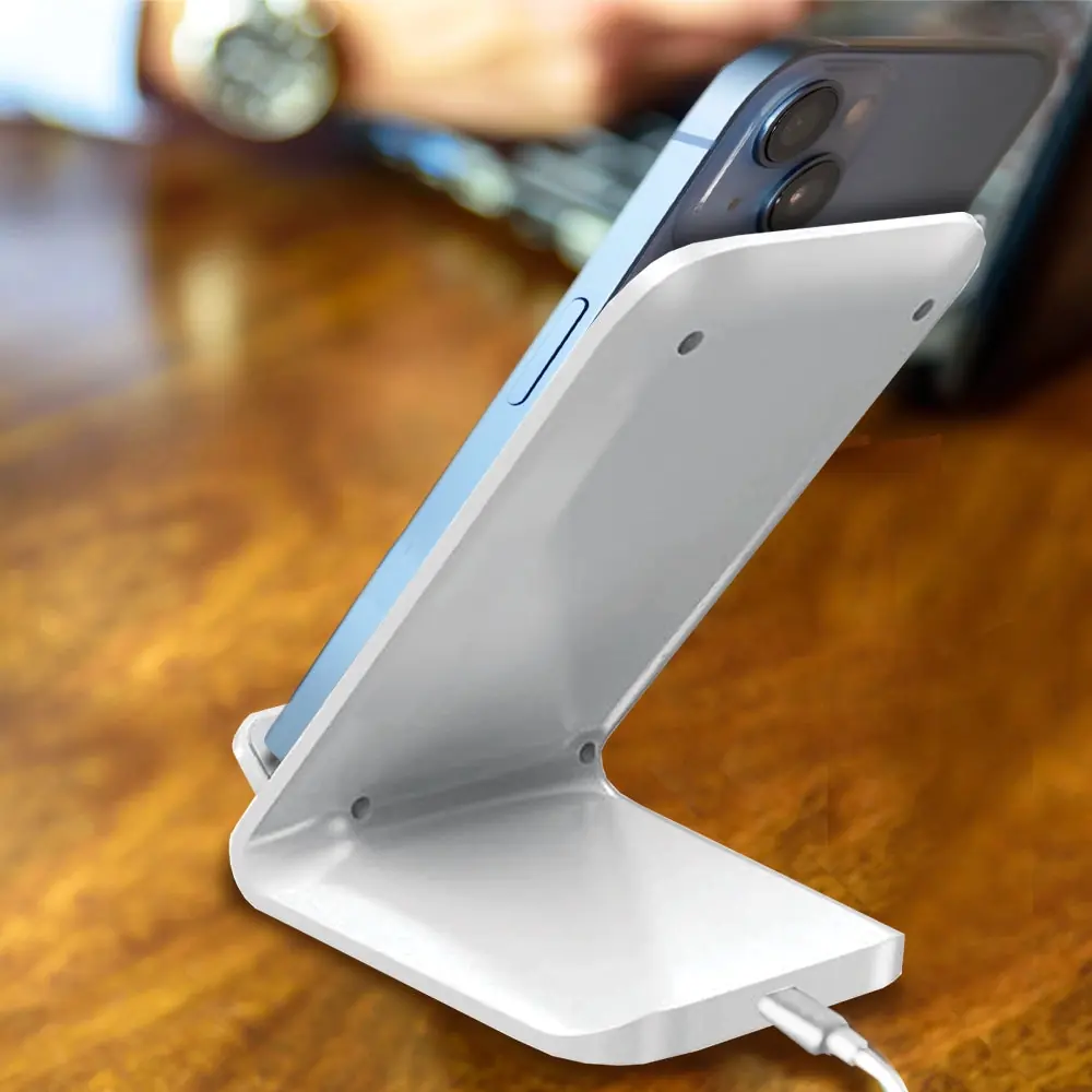 Simplify Your Life with the Adreama Fast Wireless Charging Stand - White (Wall Charger Included) - Original
