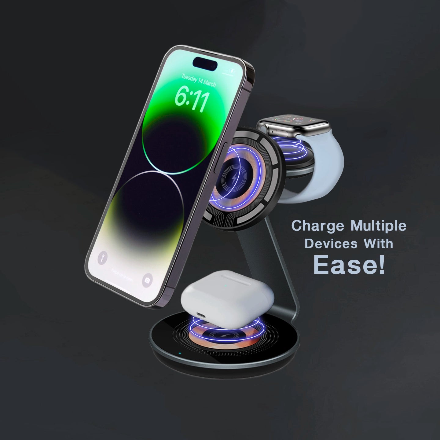 Charge multiple devices with Wireless Magnetic Charging Stand