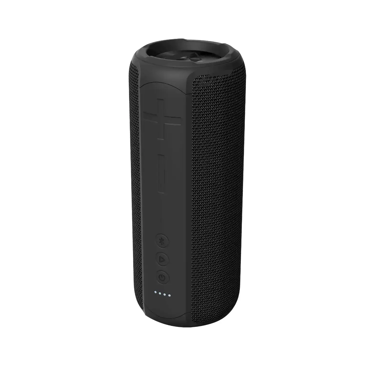 GLOWBEATS Wireless Bluetooth Speaker, Black, Three-quarter Angle View, Standing.