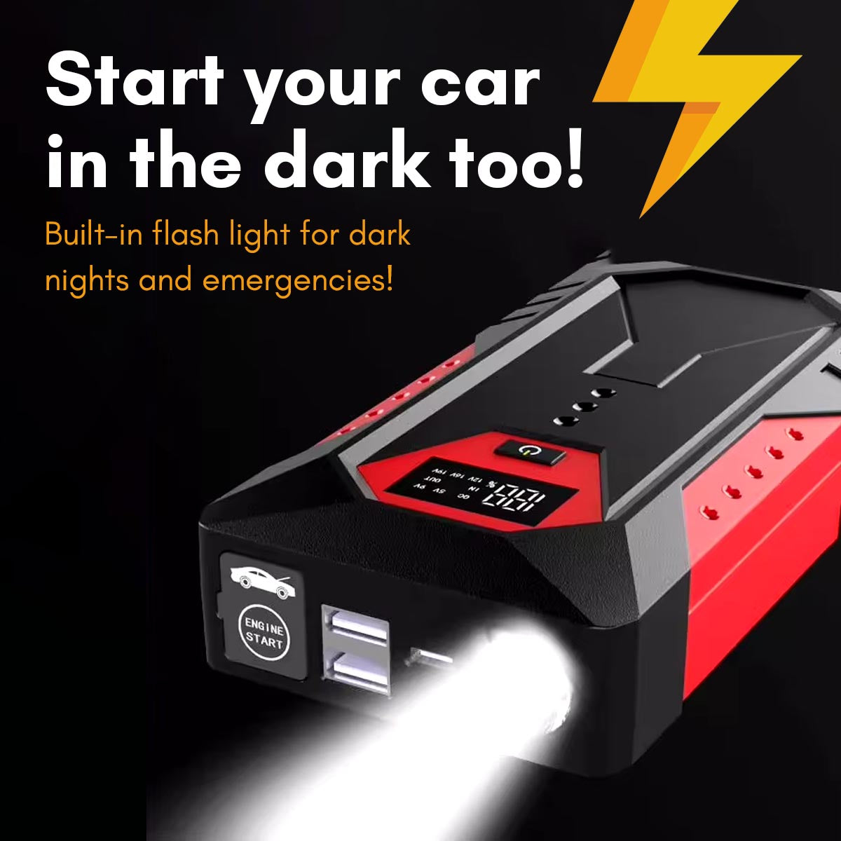 adreama jump starter comes with flash light