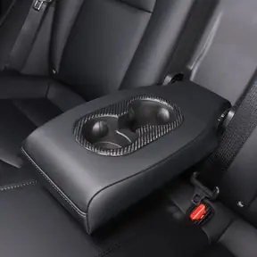 Adreama Tesla Model 3 Rear Seat Cupholder Trim Cover Made With Real Premium Dry Carbon Fiber (Ships Within 5-7 Days)