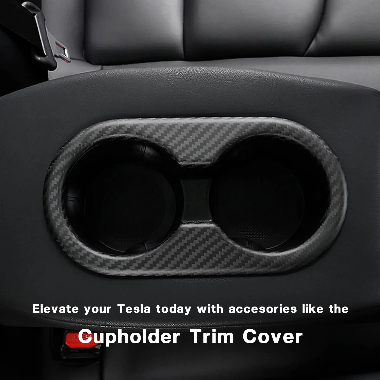 Adreama Tesla Model 3 Rear Seat Cupholder Trim Cover Made With Real Premium Dry Carbon Fiber (Ships Within 5-7 Days)