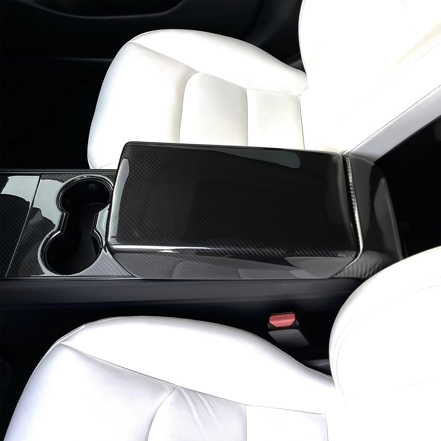 Adreama Tesla Model 3/Y Armrest Center Console Cover Made With Real Premium Dry Carbon Fiber (Ships Within 5-7 Days)