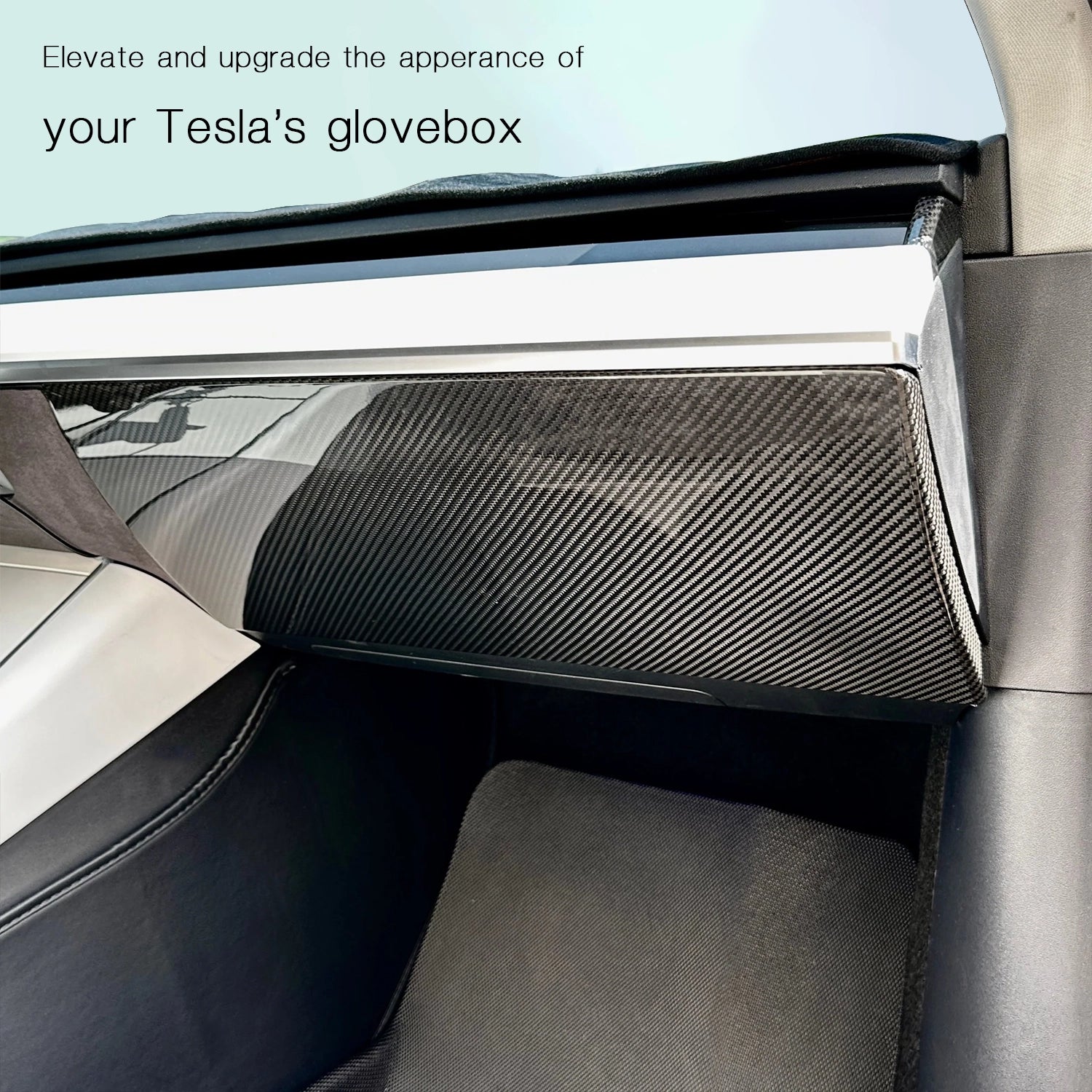 Adreama Tesla Model 3/Y Glovebox Cover Overlay Made With Real Premium Dry Carbon Fiber (Ships Within 5-7 Days)