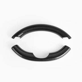 Adreama Tesla Model 3/Y Real Dry Carbon Fiber Top & Bottom Steering Wheel Cap Cover (2 pcs) (Ships Within 5-7 Days)