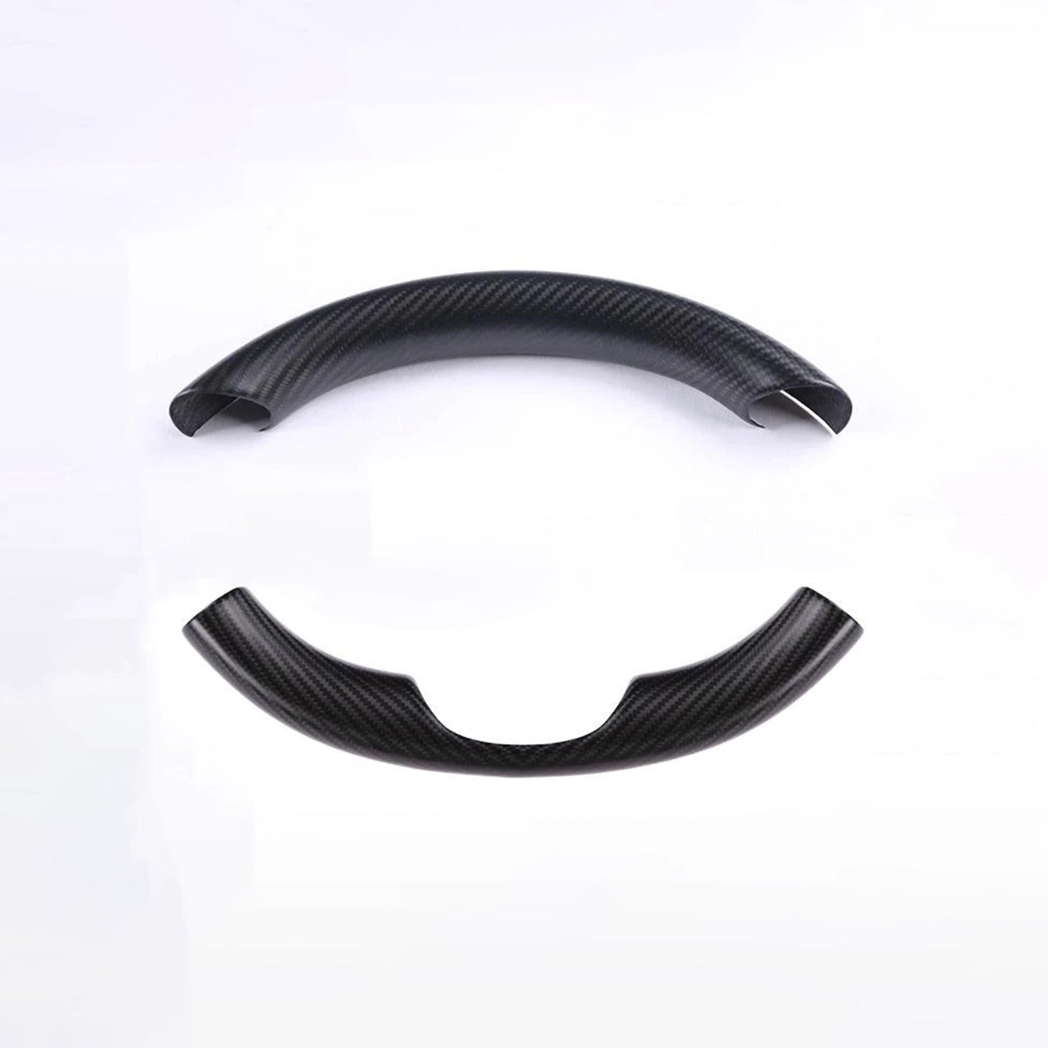 Adreama Tesla Model 3/Y Real Dry Carbon Fiber Top & Bottom Steering Wheel Cap Cover (2 pcs) (Ships Within 5-7 Days)