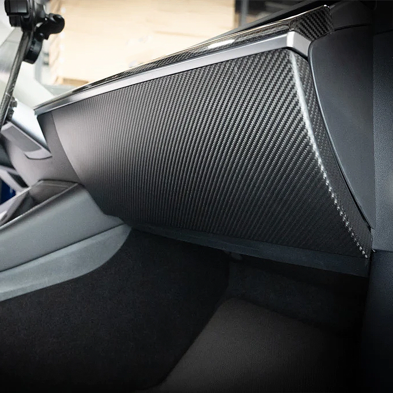 Adreama Tesla Model 3/Y Glovebox Cover Overlay Made With Real Premium Dry Carbon Fiber (Ships Within 5-7 Days)