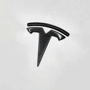 Adreama Tesla Model 3/Y T Logo Badge Real Dry Carbon Fiber Cap for Trunk and Frunk (Front Trunk)(2 pcs) (Ships Within 5-7 Days)