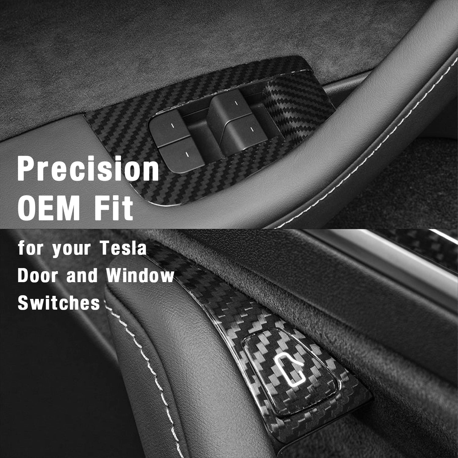 Adreama Tesla Model 3/Y Real Dry Carbon Fiber Window and Door Switch C