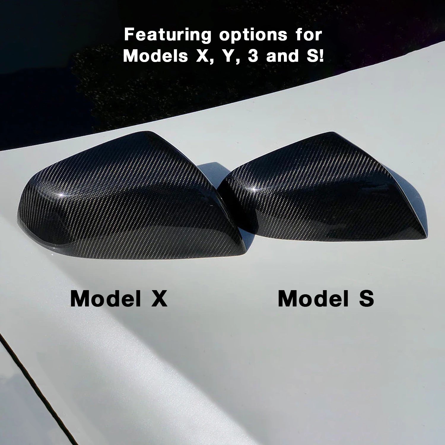 Adreama Tesla Model 3/S/X/Y Side Mirror Cover (Cap) Made With Real Premium Dry Carbon Fiber, 1 Pair (2 pcs) (Ships Within 5-7 Days)