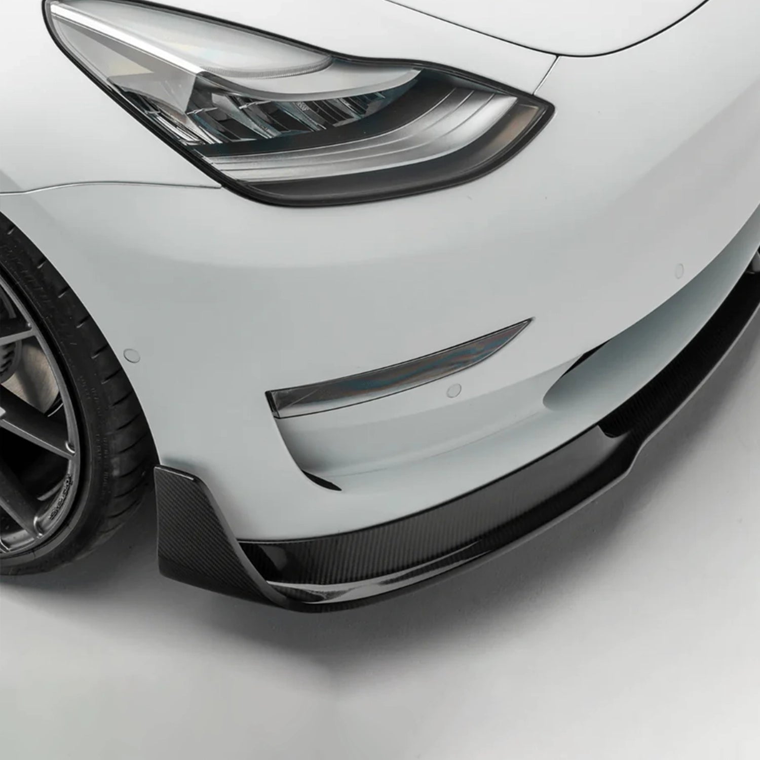 Tesla Model 3 V Type Dry Carbon Fiber Front Bumper Lip (2017-2023)