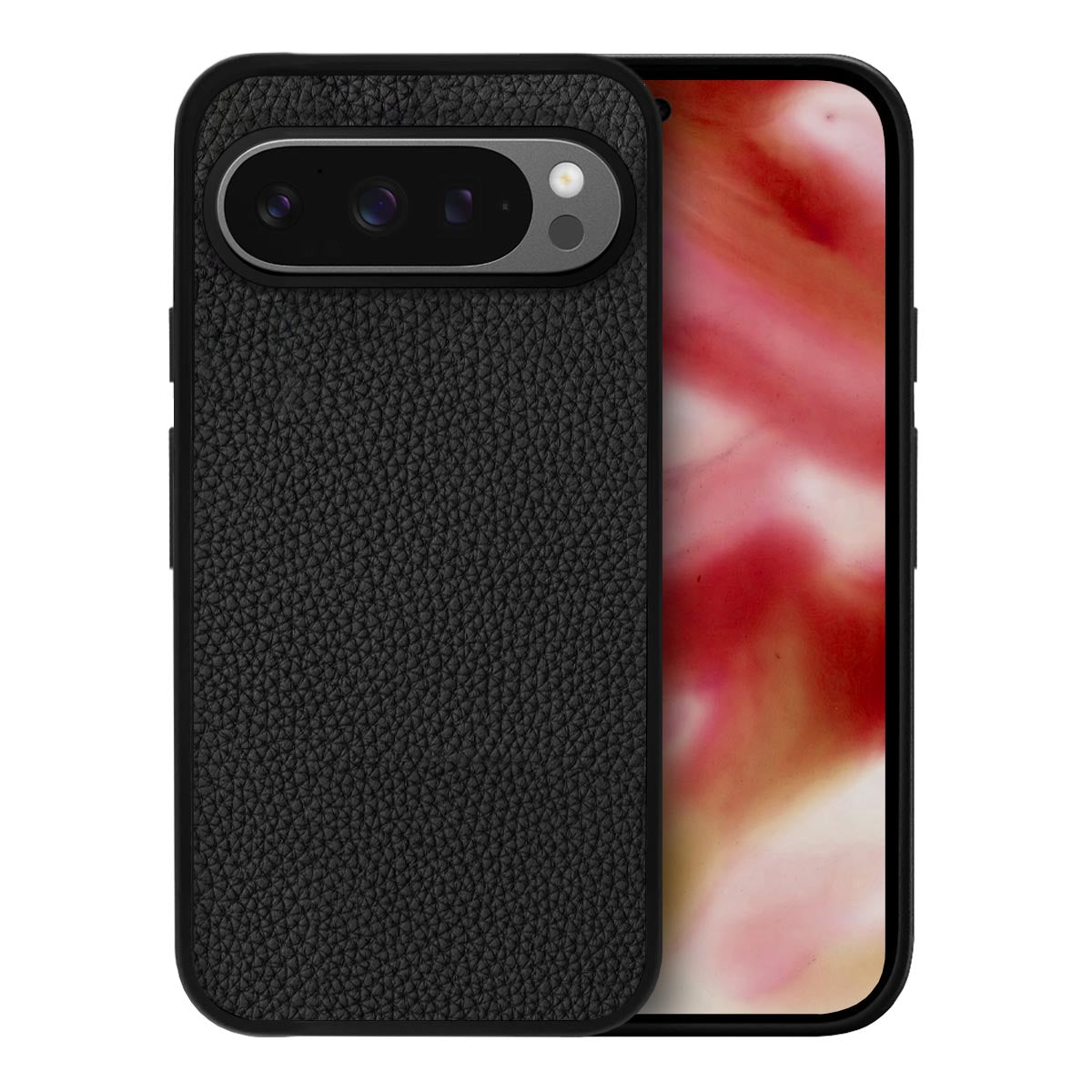 Adreama Vegan Leather Shockproof Google Pixel 9 Pro XL Black Phone Case