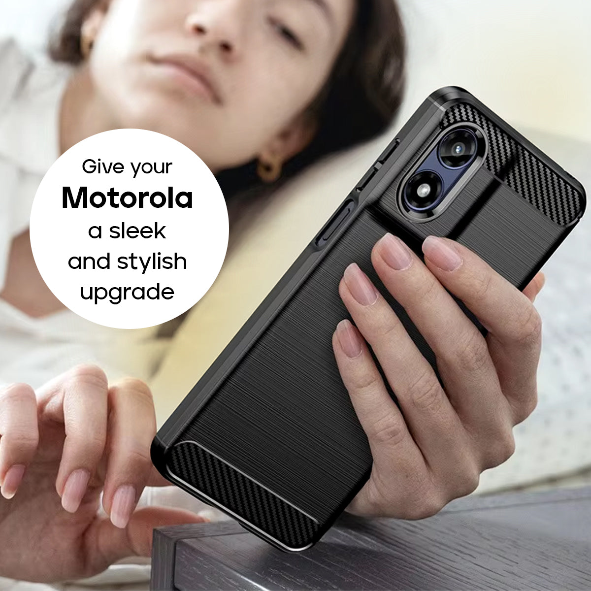 Sleek Black Patterned Flexible Shockproof Case for Motorola Moto G Play 5G/G Power 5G 2024