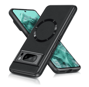 Adreama Vegan Leather Google Pixel 8 Case, MagSafe® Compatible - Black