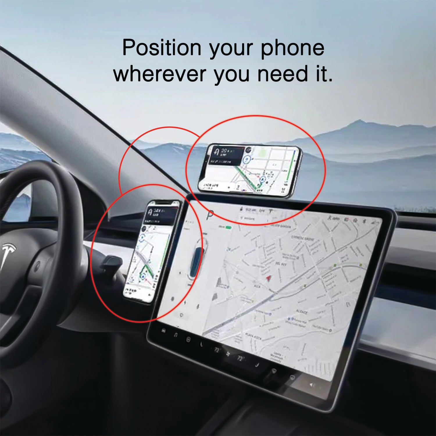 Adreama Tesla Model 3/Y Magsafe Compatible Mobile Phone Car Mount/Holder (Ships Within 5-7 Days)