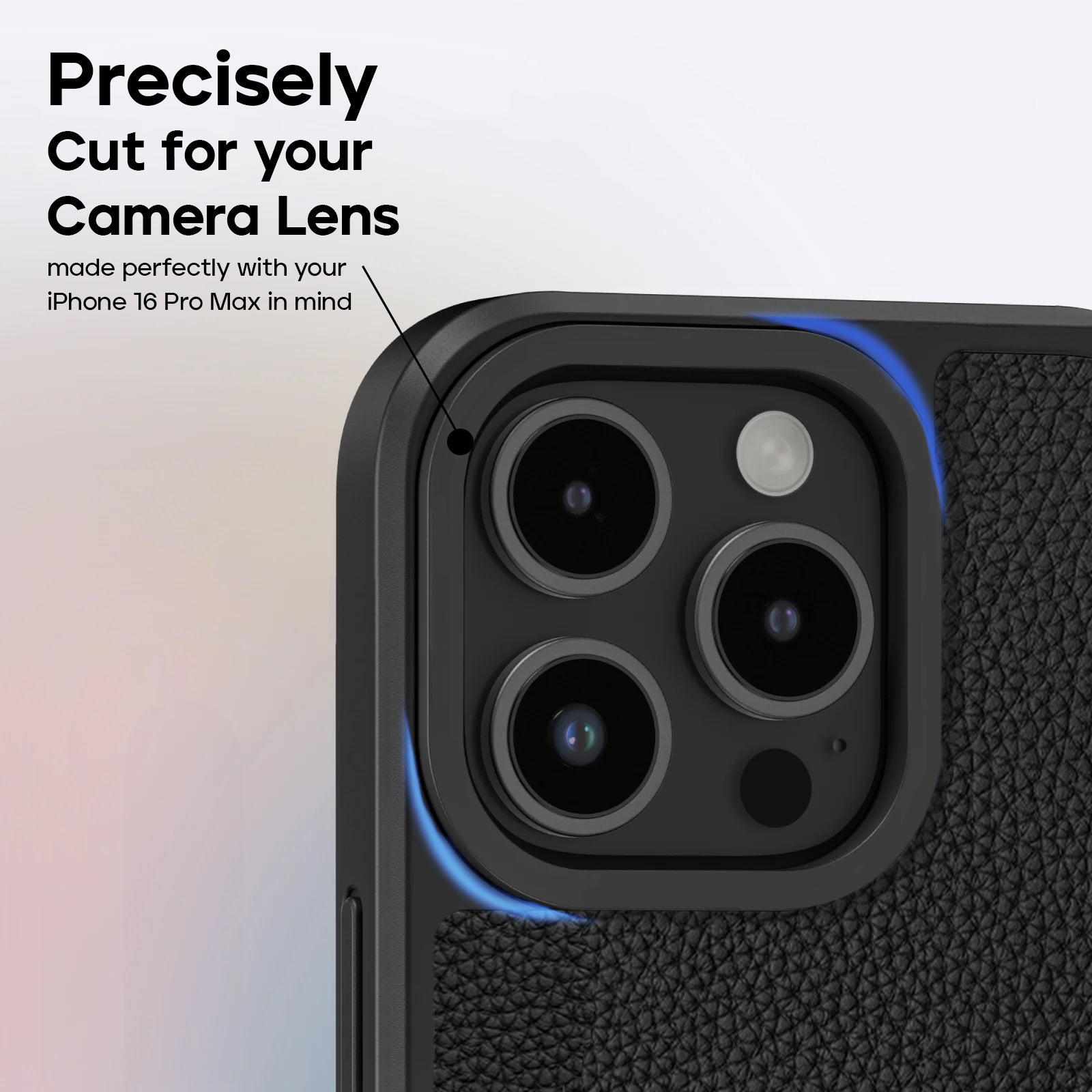 Adreama Vegan Leather Shockproof iPhone 16 Pro Max Black Phone Case