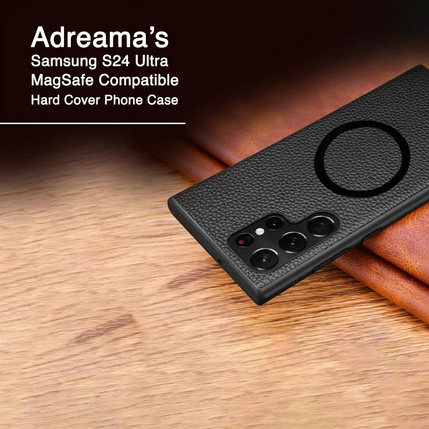 Adreama Vegan Leather Samsung Galaxy S24 Ultra, MagSafe® Compatible - Black