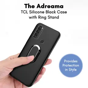 TCL 20 S/20 SE/40 XL/ION V High Quality Silicone Black Case with Ring Stand