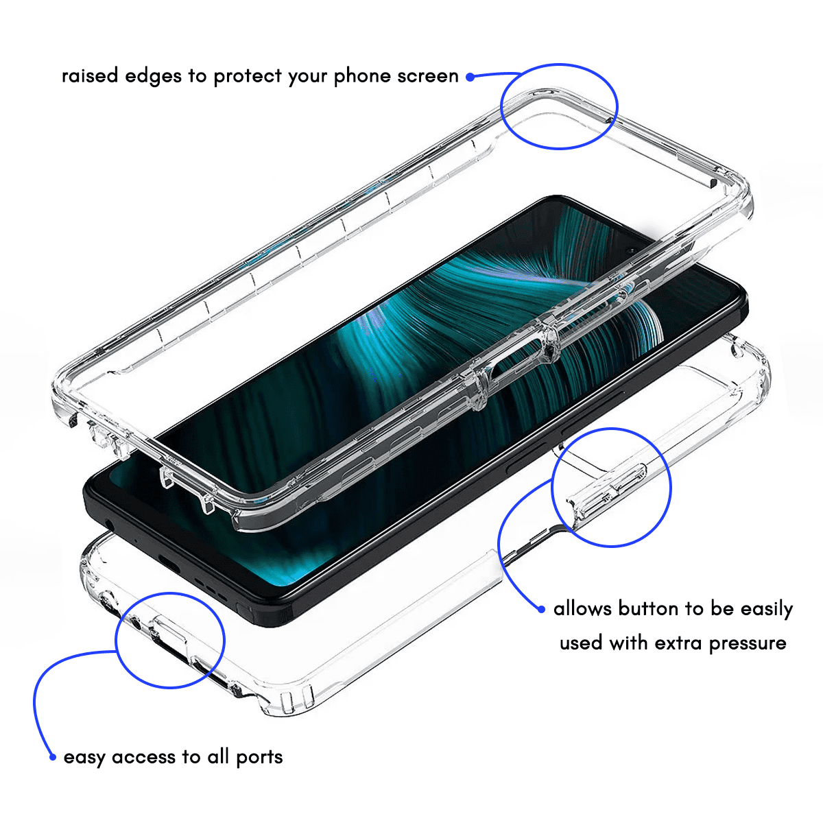 Adreama Crystal Clear Shockproof Case for TCL Stylus 5G