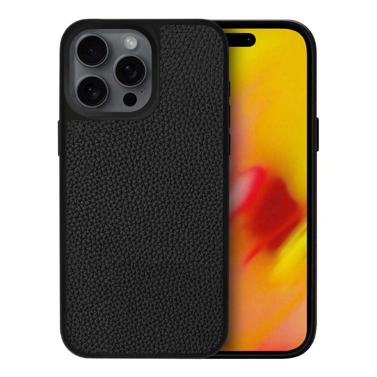 Adreama Vegan Leather Shockproof iPhone 16 Pro Max Black Phone Case