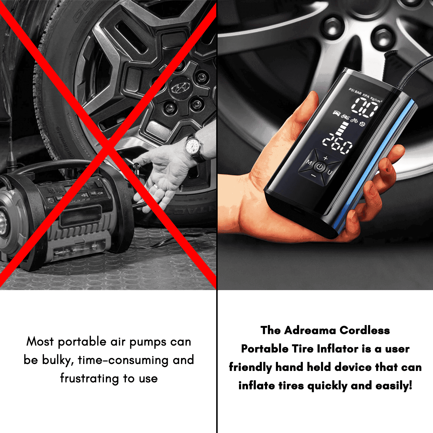 compact and portable wireless tire inflator