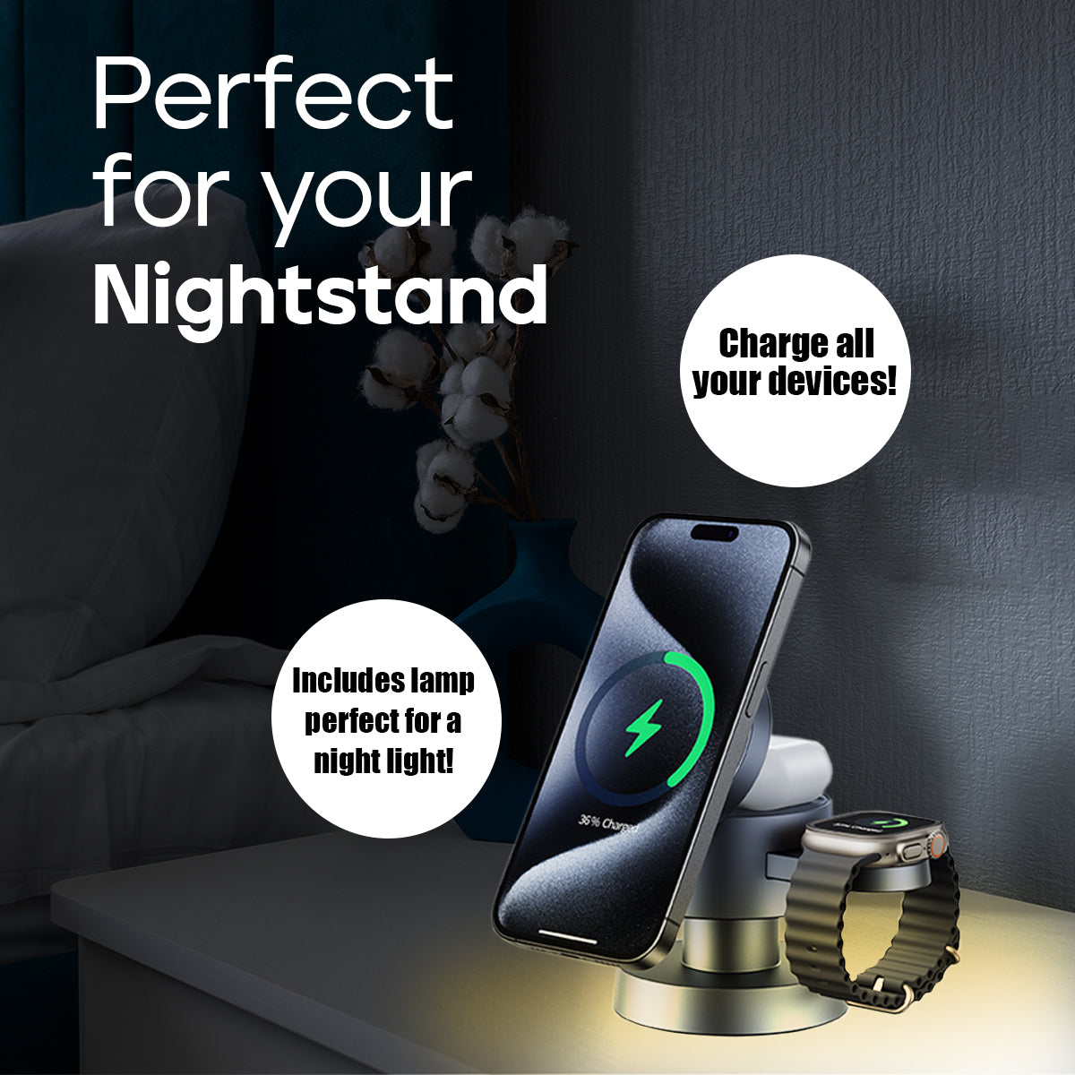 Wireless charging with night lamp