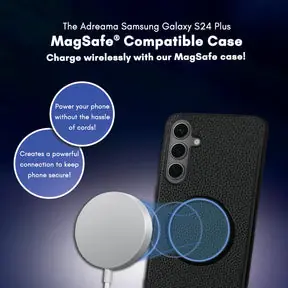 Adreama Vegan Leather Samsung Galaxy S24 Plus, MagSafe® Compatible - Black