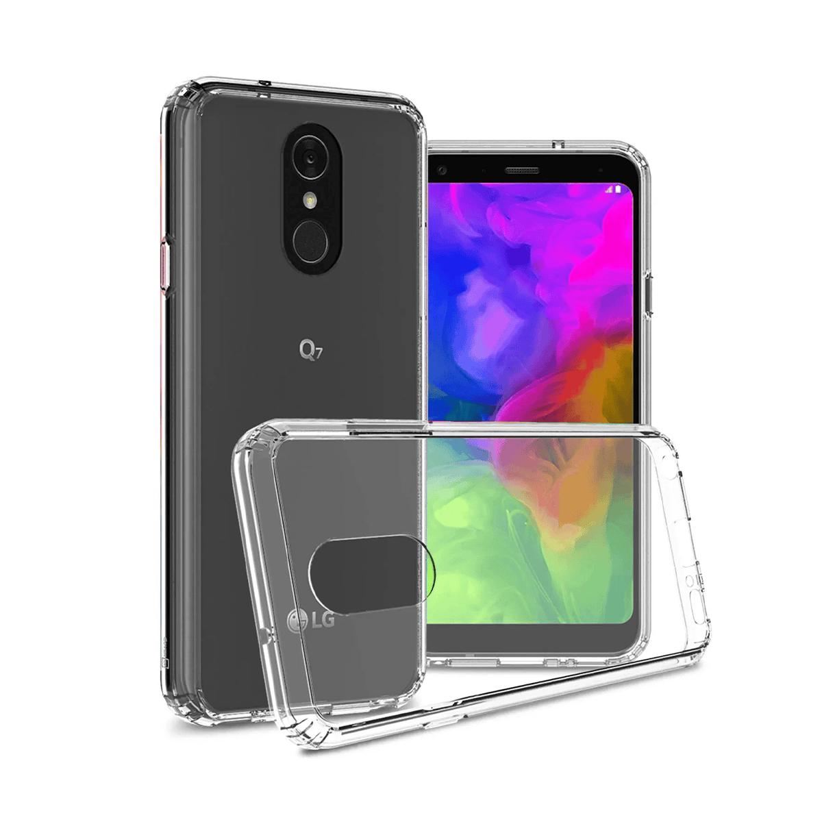 LG G6/Q6/G7 Plus/Q7 Plus Clear Silicone Shockproof Phone Case with Corner Rubber Bumpers