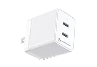 White GaN PD 30W Wall charger, USB-C port + USB-A port