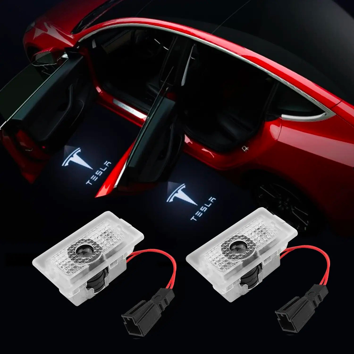 Adreama Tesla Puddle Light Projectors with T Logo, Fits All Tesla Models, 2 pack (Ships Within 5-7 Days)