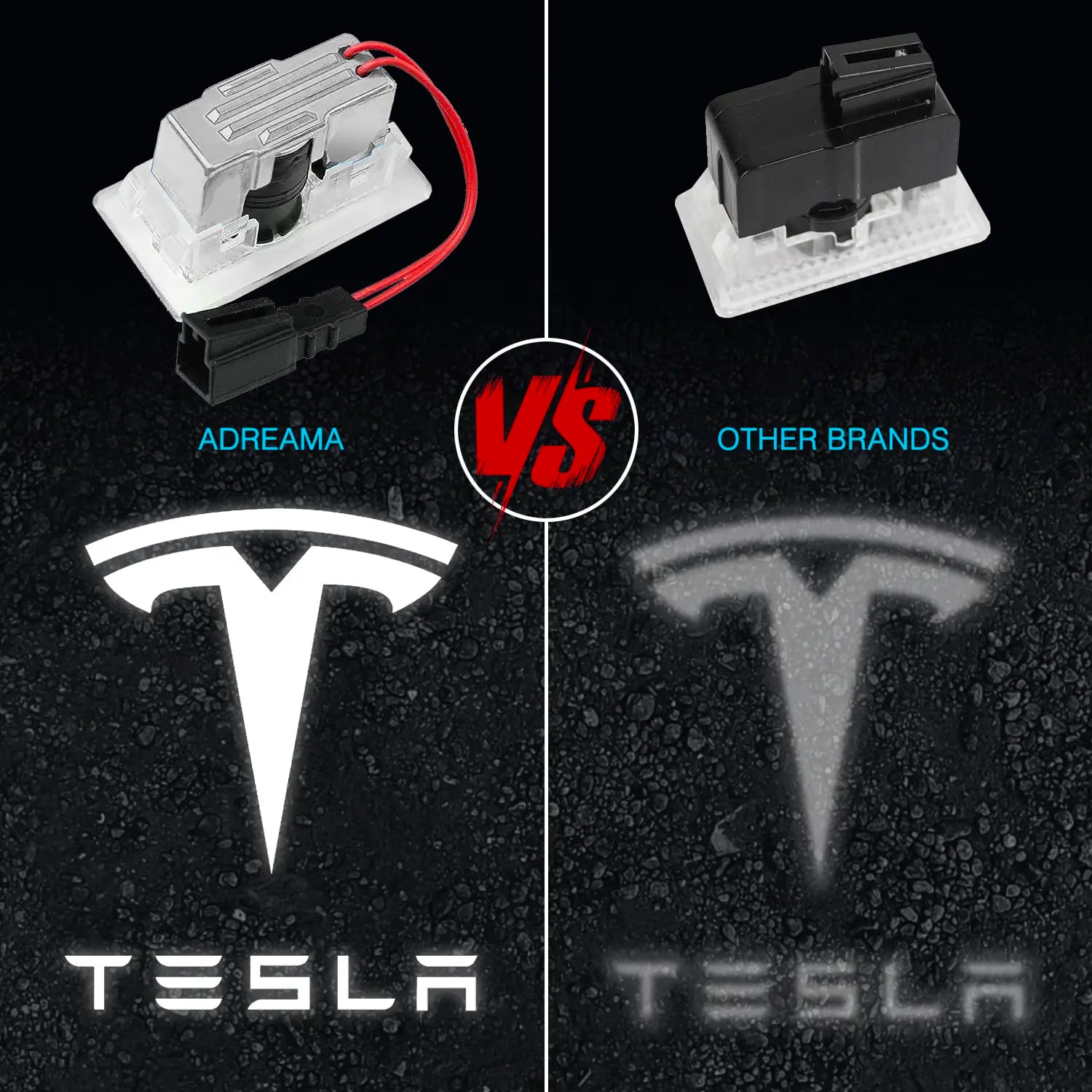 Adreama Tesla Puddle Light Projectors with T Logo, Fits All Tesla Models, 2 pack