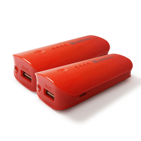 6000mAh Power Bank, Portable Charger with USB-A Port, Red, Three-quarter Angle View, Two-Pack.
