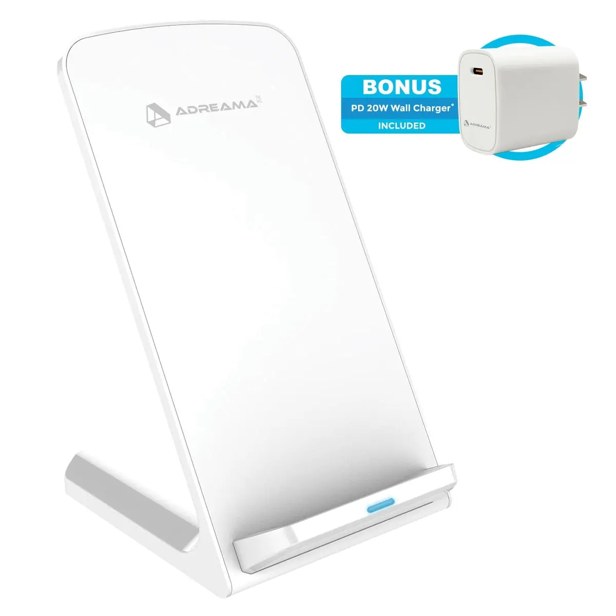 Adreama Fast Wireless Charging Stand charges your mobile phone quickly and easily.